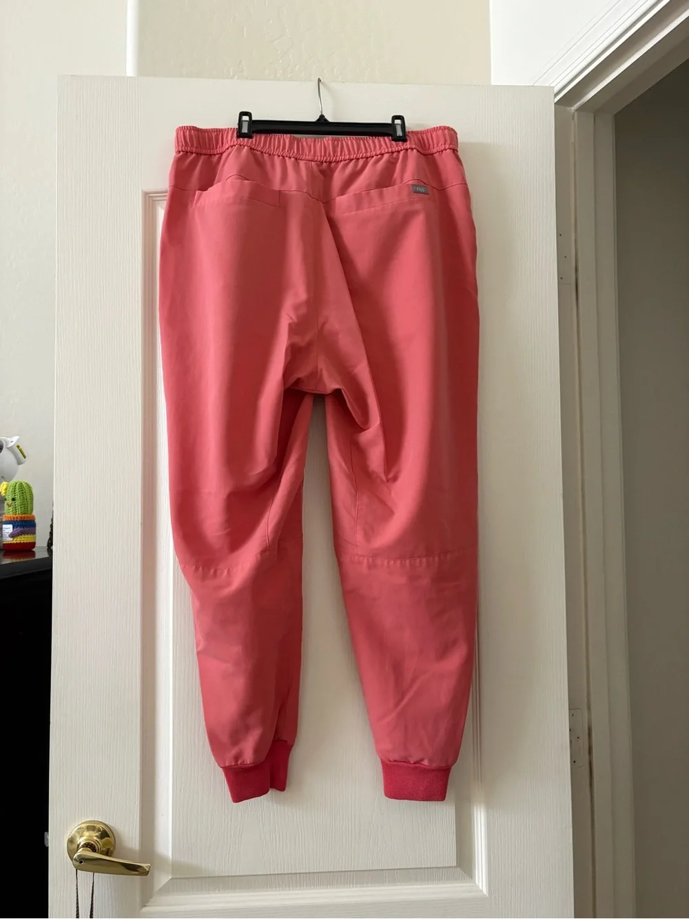 FIGS Men's Coral Joggers with Dark Gray Drawstring